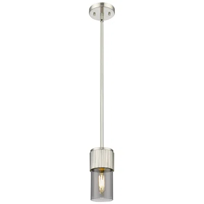 Innovations Lighting Bolivar 4" Wide Satin Nickel Stem Hung Pendant With Plated Smoke Shade