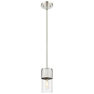 Innovations Lighting Bolivar 4" Wide Satin Nickel Stem Hung Pendant With Seedy Glass Shade