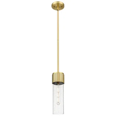 Innovations Lighting Bolivar 4" Wide Brushed Brass Stem Hung Pendant With Seedy Glass Shade