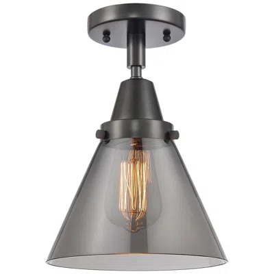 Innovations Lighting Caden Cone 8" Led Flush Mount - Matte Black - Plated Smoke Shade