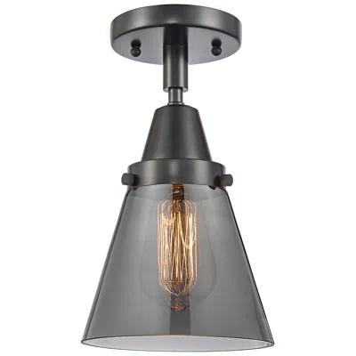 Innovations Lighting Cone 6 1/4"w Matte Black With Smoke Glass Led Ceiling Light