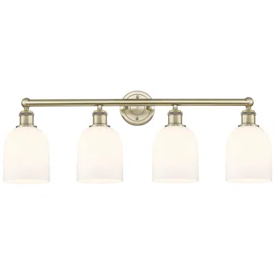 Innovations Lighting Edison Bella 32.5"w 4-light Antique Brass Bath Light W/ Gloss White Sh