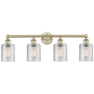 Innovations Lighting Edison Cobbleskill 32"w 4 Light Antique Brass Bath Light With Clear Sh