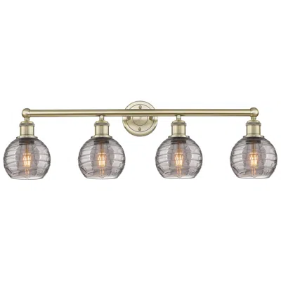 Innovations Lighting Edison Athens 32.88"w 4 Light Antique Brass Bath Light Smokeswirlshade