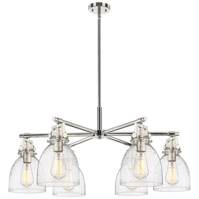 Innovations Lighting Newton Bell 26"w 6 Light Nickel Stem Chandelier With Seedy Shade