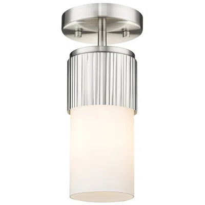 Innovations Lighting Bolivar 4" Wide Satin Nickel Flush Mount With Matte White Glass Shade