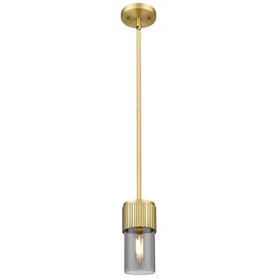 Innovations Lighting Bolivar 4" Brass And Smoke Glass Mini Pendant