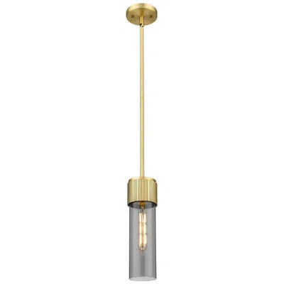 Innovations Lighting Bolivar 4" Wide Brushed Brass Stem Hung Pendant With Plated Smoke Shad