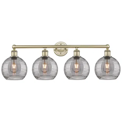 Innovations Lighting Edison Athens 35"w 4-light Antique Brass Bath Light W/ Smoke Swirl Sha