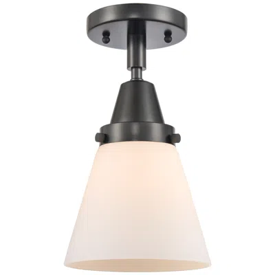 Innovations Lighting Caden Cone 6" Flush Mount - Matte Black - Matte White Shade