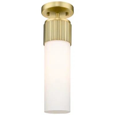 Innovations Lighting Bolivar 4" Wide Brushed Brass Flush Mount With Matte White Glass Shade