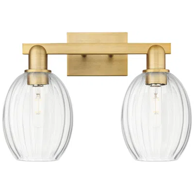 Innovations Lighting Preston 16"w 2 Light Brushed Brass Bath Light With Bell Clear Shade