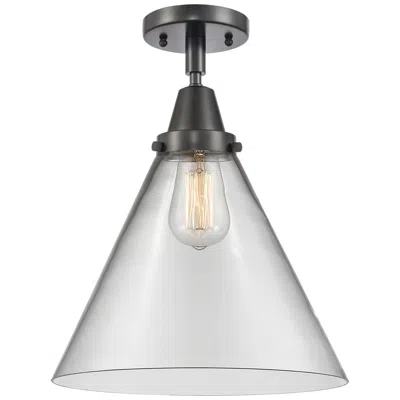 Innovations Lighting Caden Cone 12" Flush Mount - Matte Black - Clear Shade