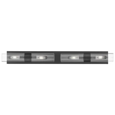 Innovations Lighting Ballston Boreas 4 Light 39" Bath Vanity Matte Black Clear Shade