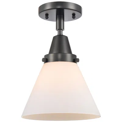 Innovations Lighting Caden Cone 8" Flush Mount - Matte Black - Matte White Shade