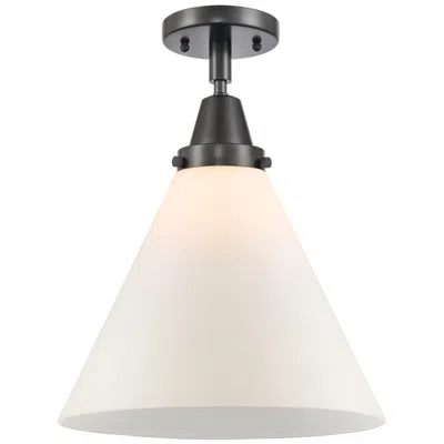Innovations Lighting Caden Cone 12" Flush Mount - Matte Black - Matte White Shade