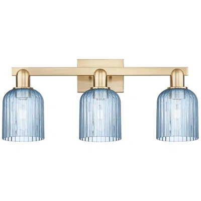 Innovations Lighting Bridal Veil 24"w 3 Light Champagne Bronze Bath Light With Blue Shade