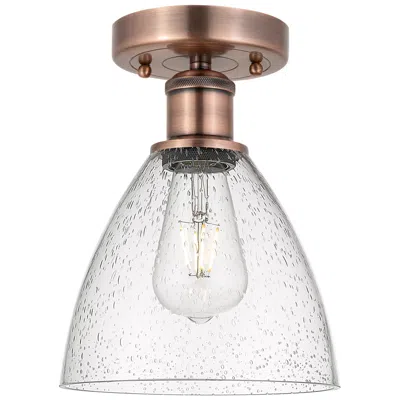 Innovations Lighting Bristol Glass 7.5"w Antique Copper Semi.flush Mount With Seedy Glass S