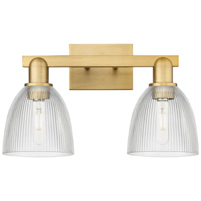 Innovations Lighting Arcadia Castile 17"w 2 Light Brushed Brass Vanity Light W/ Clear Shade