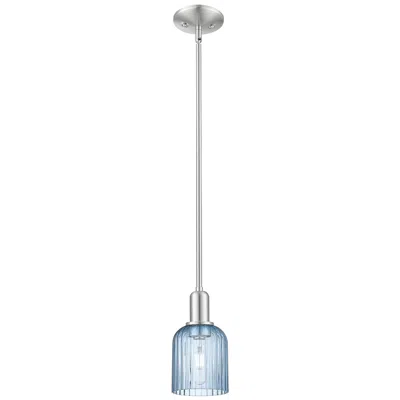 Innovations Lighting Downtown Bridal Veil 5"w Satin Nickel Mini Pendant W/ Blue Swirl Shade