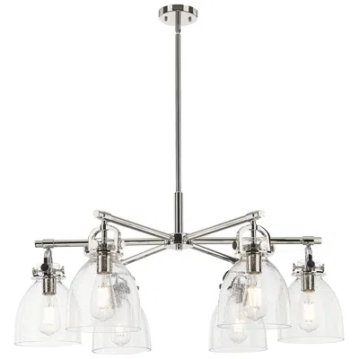 Innovations Lighting Newton Bell 26"w 6 Light Nickel Stem Arch Chandelier With Seedy Shade