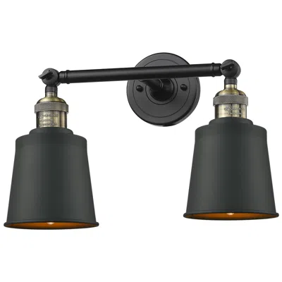 Innovations Lighting Addison 16" 2-light Black Antique Brass Bath Light W/ Antique Brass Sh