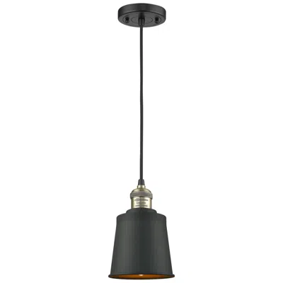 Innovations Lighting Addison 5" Wide Black Brass Corded Mini Pendant W/ Matte Black Shade