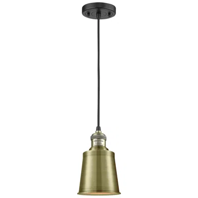 Innovations Lighting Addison 5"w Black Brass Corded Mini Pendant W/ Antique Brass Shade