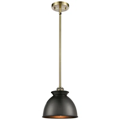 Innovations Lighting Adirondack 8" Mini Pendant - Antique Brass - Matte Black Shade