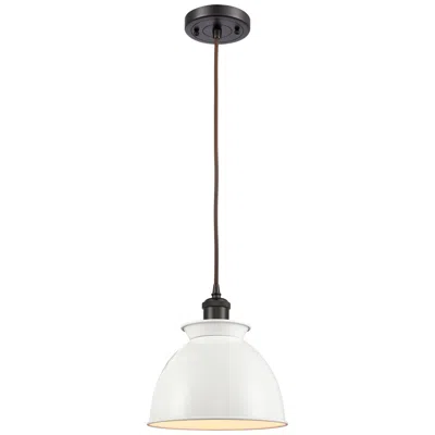 Innovations Lighting Adirondack 8.13" Wide Bronze Corded Mini Pendant W/ Glossy White Shade