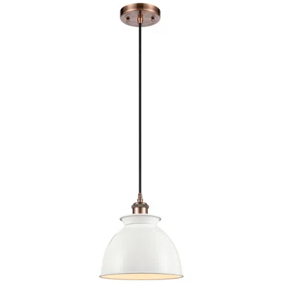 Innovations Lighting Adirondack 8.13" Wide Copper Corded Mini Pendant W/ Glossy White Shade
