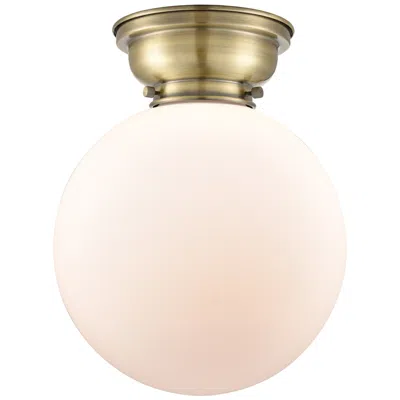 Innovations Lighting Aditi Beacon 10" Wide Antique Brass Flush Mount With Matte White Shade
