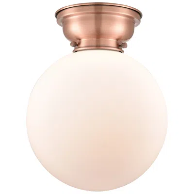 Innovations Lighting Aditi Beacon 10" Wide Antique Copper Flush Mount With Matte White Shad