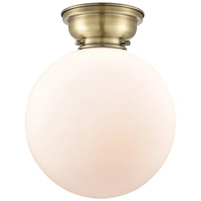 Innovations Lighting Aditi Beacon 12" Wide Antique Brass Flush Mount With Matte White Shade