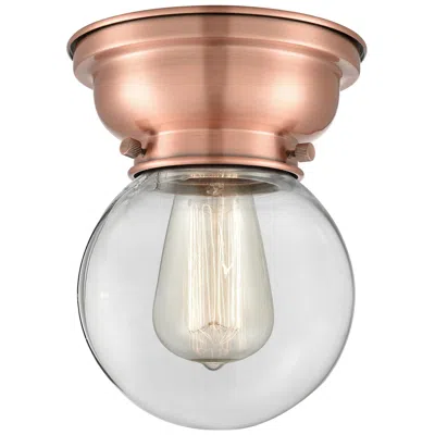 Innovations Lighting Aditi Beacon 6.25" Wide Antique Copper Flush Mount With Clear Shade