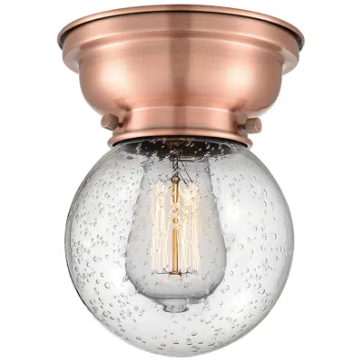 Innovations Lighting Aditi Beacon 6.25" Wide Antique Copper Flush Mount With Seedy Shade
