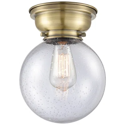 Innovations Lighting Aditi Beacon 8" Wide Antique Brass Flush Mount With Seedy Shade