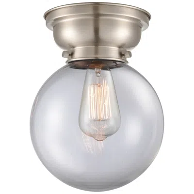 Innovations Lighting Aditi Beacon 8" Wide Brushed Satin Nickel Flush Mount With Clear Shade