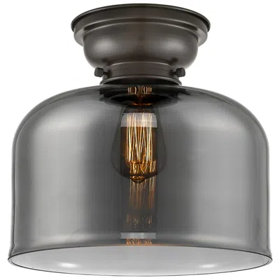 Innovations Lighting Aditi Bell 12" Bronze And Plated Smoke Flush Mount Ceiling Light