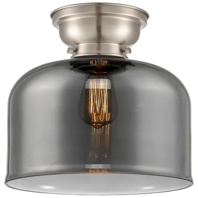 Innovations Lighting Aditi Bell 12" Brushed Satin Nickel Flush Mount W/ Plated Smoke Shade