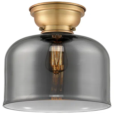 Innovations Lighting Aditi Bell 12" Flush Mount - Brushed Brass - Plated Smoke Shade