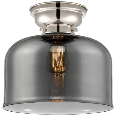 Innovations Lighting Aditi Bell 12" Polished Nickel Flush Mount W/ Plated Smoke Shade