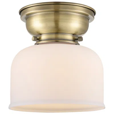 Innovations Lighting Aditi Bell 8" Led Flush Mount - Antique Brass - Matte White Shade