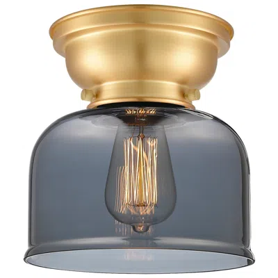 Innovations Lighting Aditi Bell 8" Satin Gold Flush Mount W/ Plated Smoke Shade