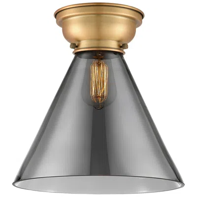 Innovations Lighting Aditi Cone 12" Led Flush Mount - Brushed Brass - Plated Smoke Shade