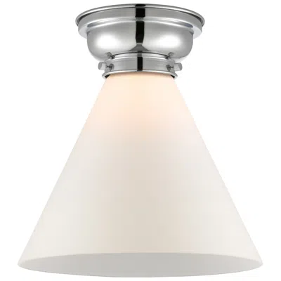 Innovations Lighting Aditi Cone 12" Polished Chrome Flush Mount W/ Matte White Shade