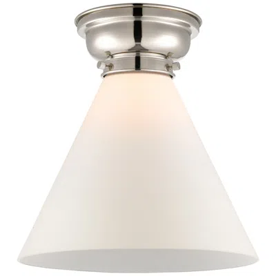 Innovations Lighting Aditi Cone 12" Polished Nickel Flush Mount W/ Matte White Shade