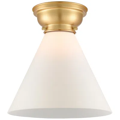 Innovations Lighting Aditi Cone 12" Satin Gold Flush Mount W/ Matte White Shade
