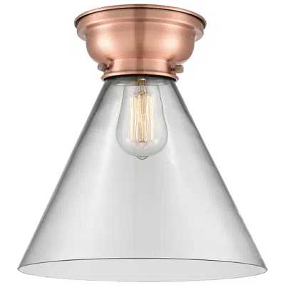 Innovations Lighting Aditi Cone 12" Wide Antique Copper Flush Mount With Clear Shade