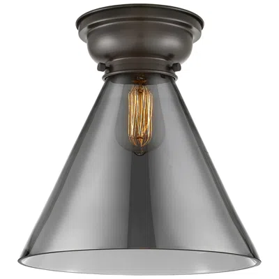 Innovations Lighting Aditi Cone 12" Wide Oil Rubbed Bronze Flush Mount With Plated Smoke Sh